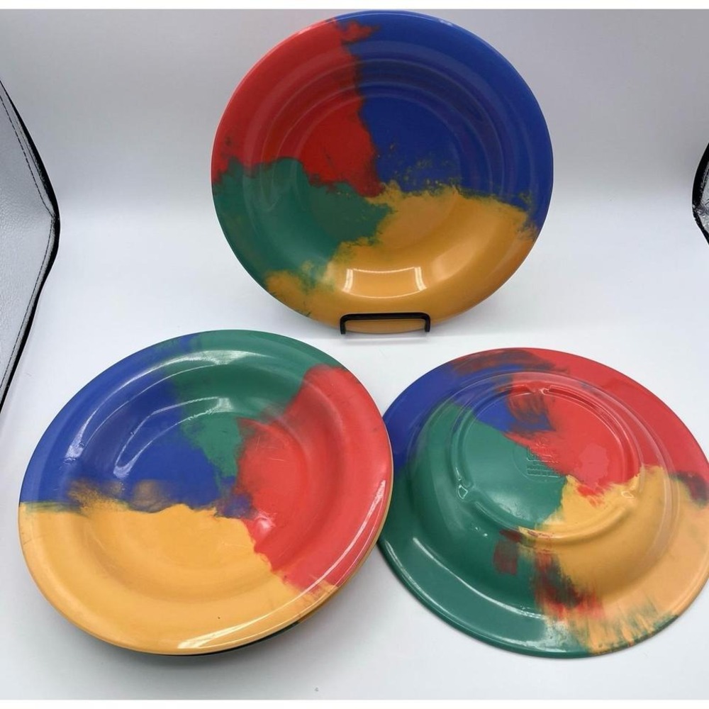 G.E.T. Melamine Rainbow Swirl Dinner Plates‎ – Set of 4 – 10" – B-130 – Color